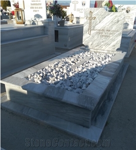 Cloudy White Marble Tombstone/Gravestone