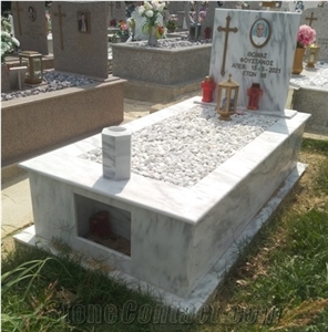 Tombstone/Gravestone - Kavala Semi White Marble With Pebbles