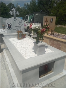 Tombstone/Gravestone Marmara White - Light Grey Marble