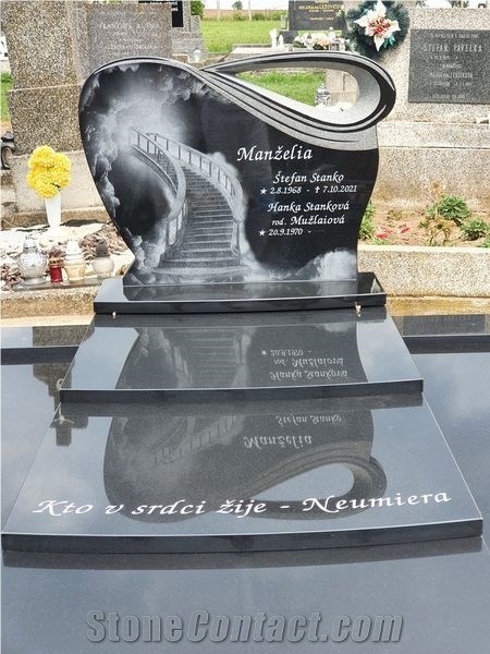 Double Grave With Absolute Black Granite