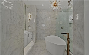 Carrara White Marble Residential Bathroom Design