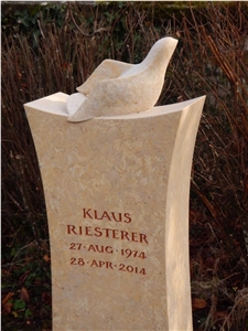 Beige Limestone Carved Gravestone
