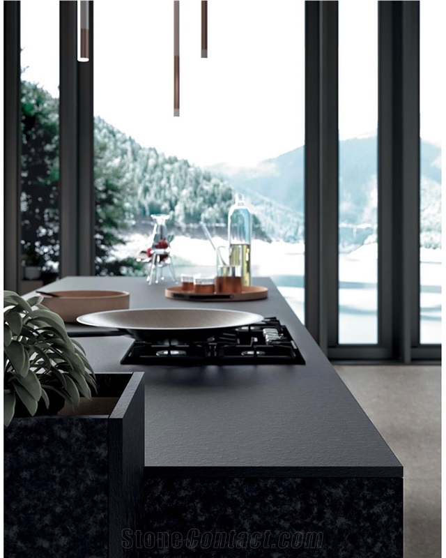 Black Porcelain Matte Kitchen Countertop