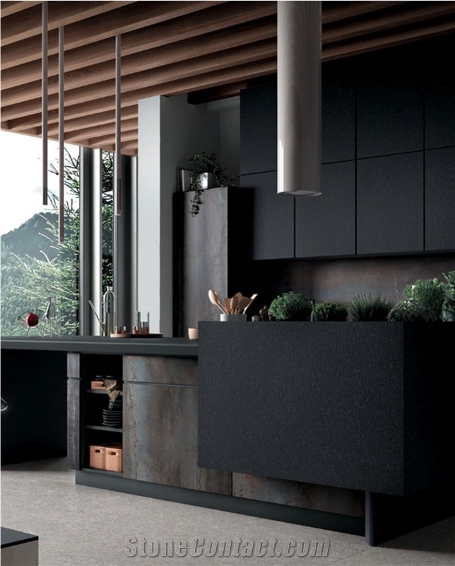 Black Porcelain Matte Kitchen Countertop