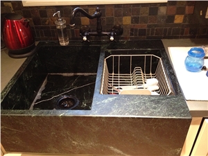 Vermont Soapstone Kitchen Countertop With Custom Farm Sink