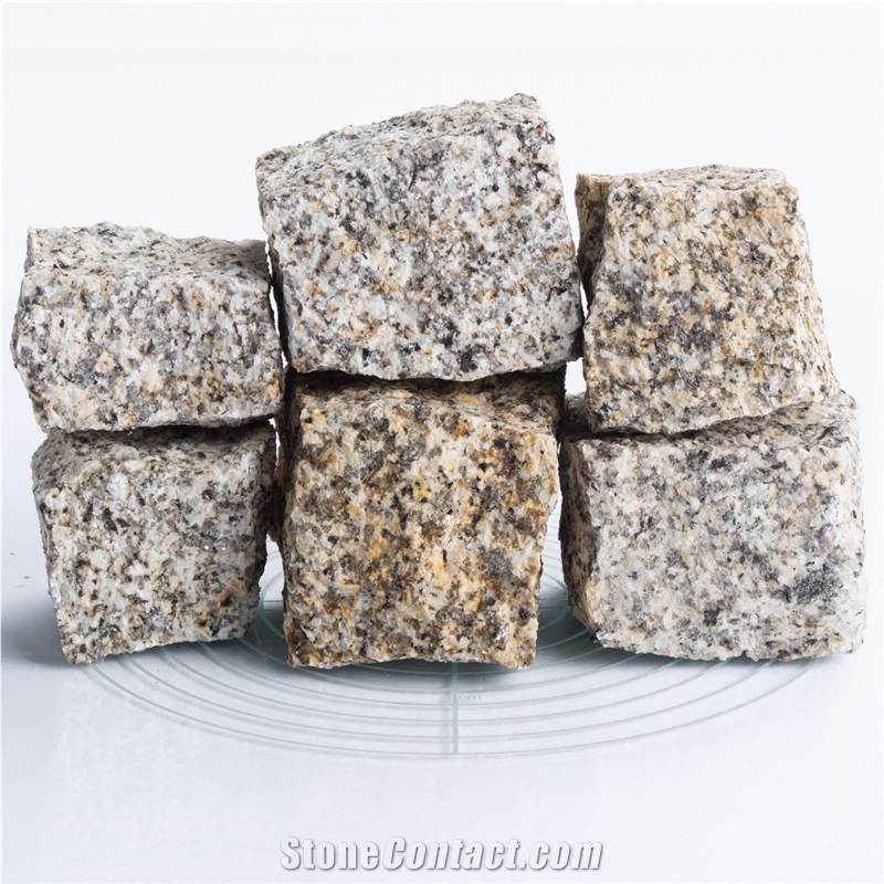 Split Granite Cobble Stone, Cube Stone Pavers 5X5x5 Cm