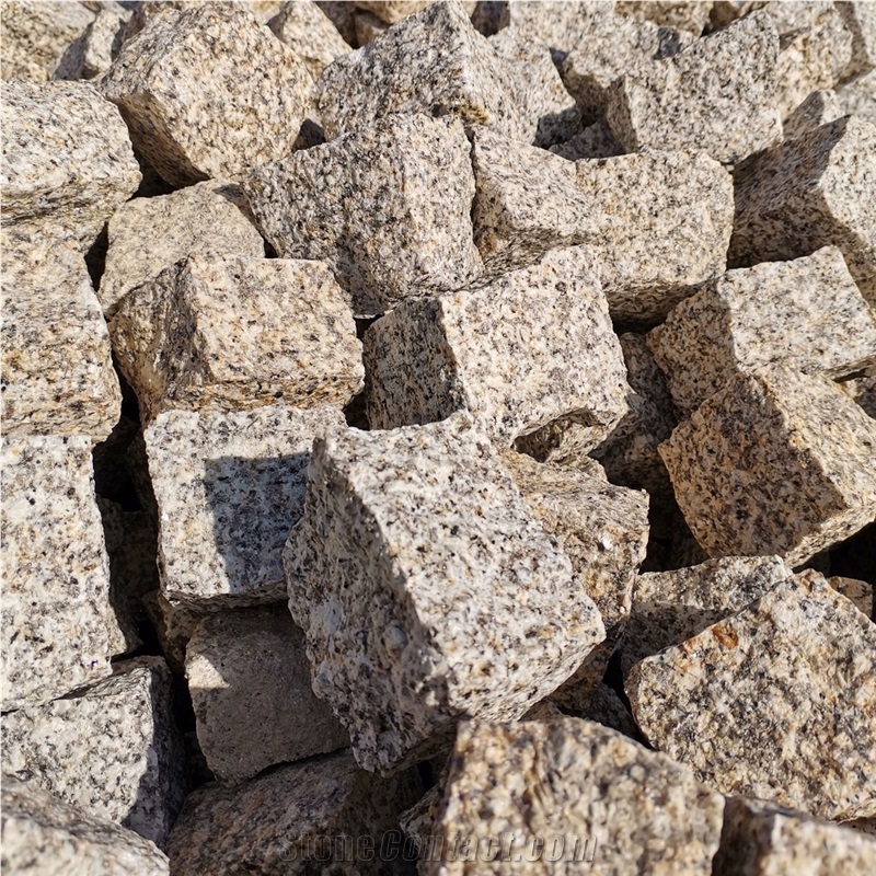 Split Granite Cobble Stone, Cube Stone Pavers 5X5x5 Cm