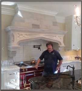 Kansas Cottonwood White Limestone Kitchen Hood