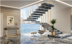 Ijen Blue Quartzite Custom Design Staircase