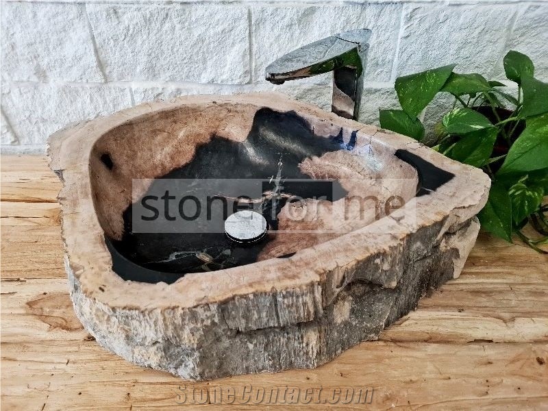 Petrified Fossilized Wood Stone Wash Basin BA103
