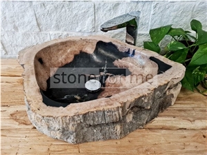 Petrified Fossilized Wood Stone Wash Basin BA103