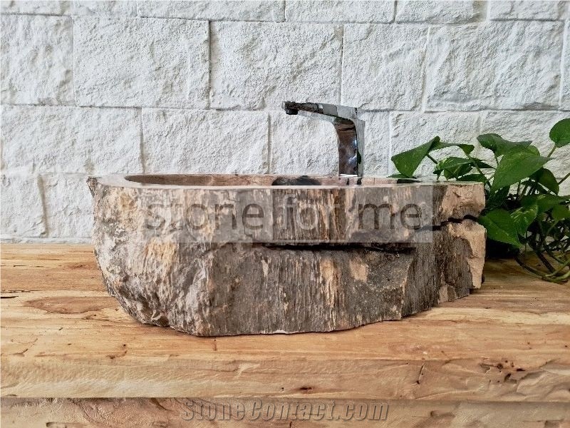 Petrified Fossilized Wood Stone Wash Basin BA103