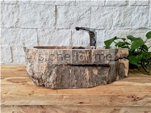 Petrified Fossilized Wood Stone Wash Basin BA103