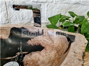Petrified Fossilized Wood Stone Wash Basin BA103