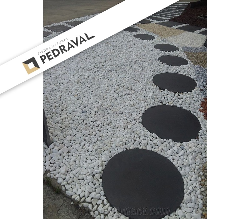 Black Slate Round Japanese Stepping Stones