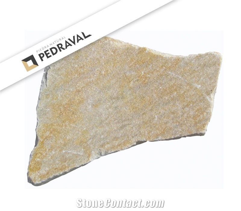 Golden Quartzite Irregular Flagstone For Walling, Paving