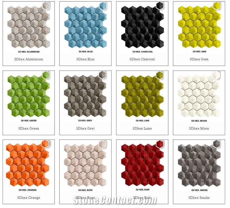 3Dhex Green Porcelain Mosaic Tiles