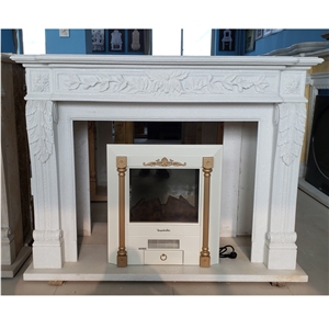 Hot Sale New Design  Guangxi White  Marble Carved Fireplace