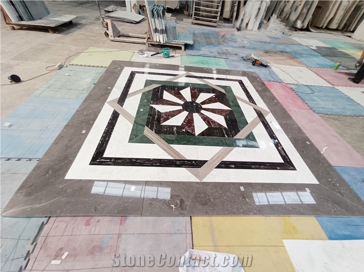 Waterjet Customized Floor Marble Medallion For Entrance