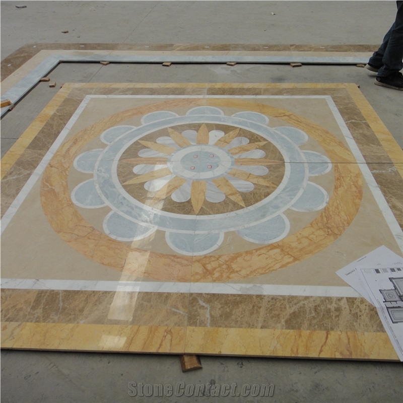 Waterjet Customized Floor Marble Medallion For Entrance