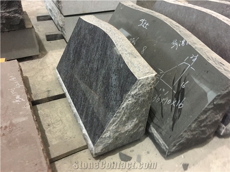 Bahama Blue Granite Slant Headstone, Grave Markers, Slant Grave