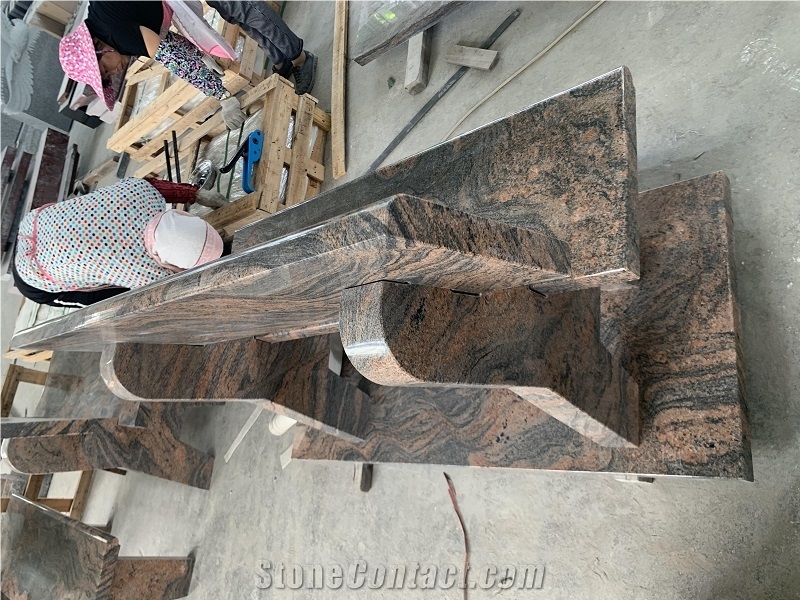 Bench Simple European Aurora Granite Stone Bench Monuments