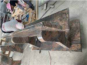 Bench Simple European Aurora Granite Stone Bench Monuments