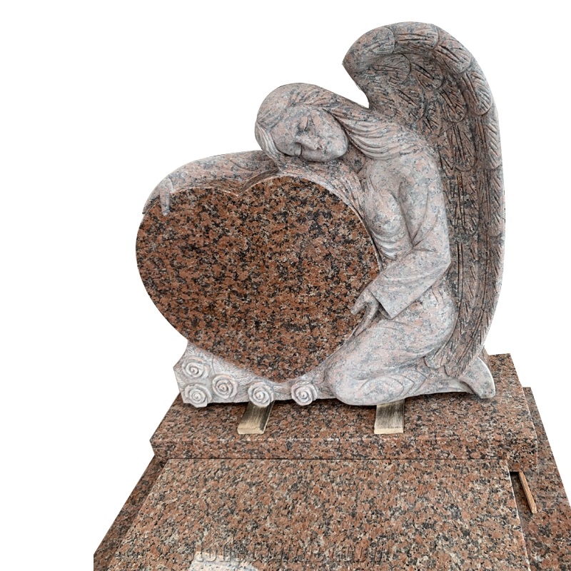 China Maple Red G562 Granite Angel Heart Headstone Monuments