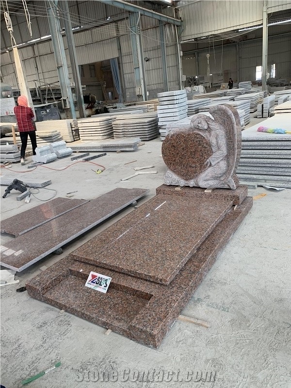 China Maple Red G562 Granite Angel Heart Headstone Monuments