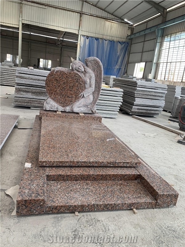 China Maple Red G562 Granite Angel Heart Headstone Monuments