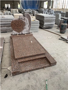 China Maple Red G562 Granite Angel Heart Headstone Monuments