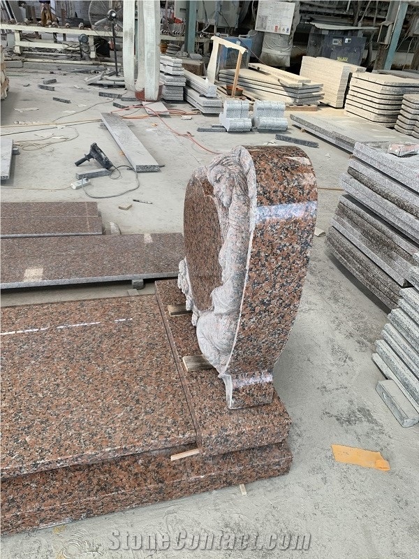 China Maple Red G562 Granite Angel Heart Headstone Monuments