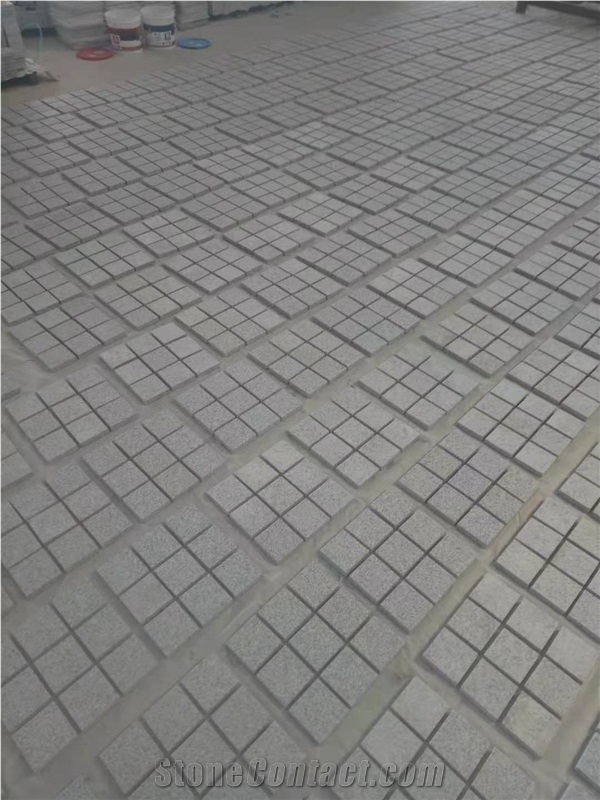 G603 Grey Granite Cube Stone With Mesh Paver Cobble