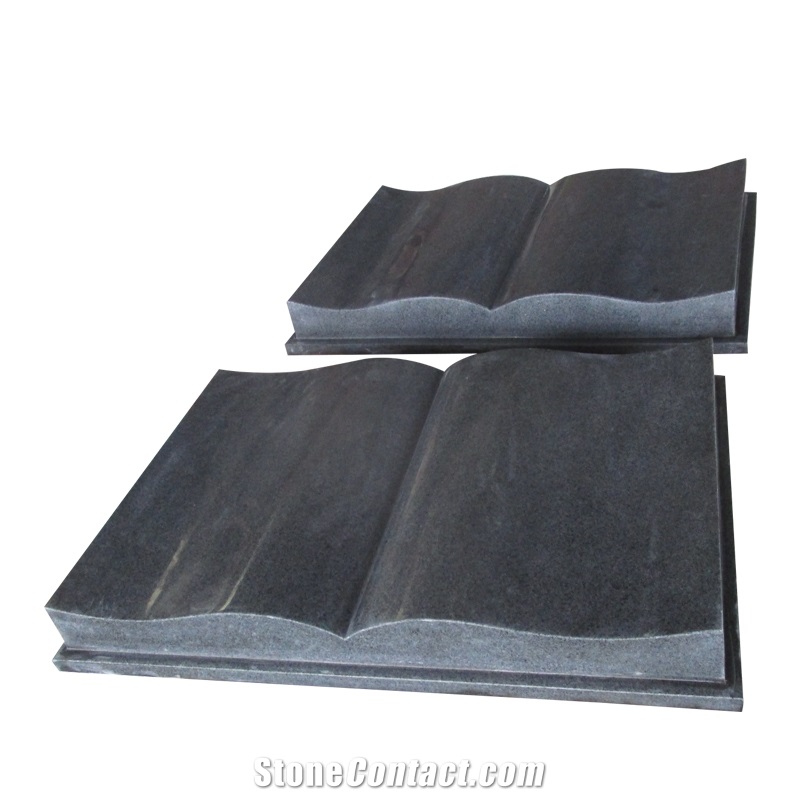G654 China Dark Grey Granite Open Book Slant Grave Bible