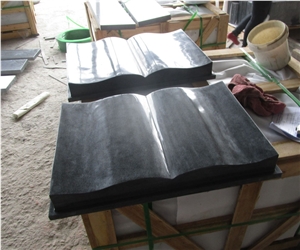 G654 China Dark Grey Granite Open Book Slant Grave Bible