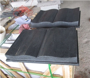 G654 China Dark Grey Granite Open Book Slant Grave Bible