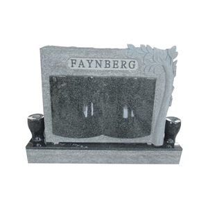 Grey Granite Book Headstone With Vases Headstone European
