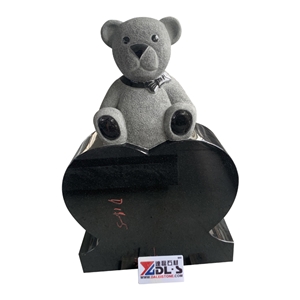 Indian Black Granite Child Headstone Teddy Bear Upright