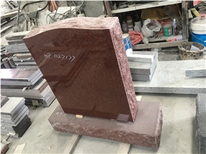 Indian Red Granite Upright Headstone American Canada Style