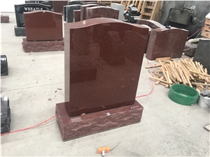 Indian Red Granite Upright Headstone American Canada Style