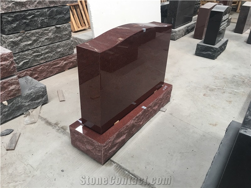 Indian Red Granite Upright Headstone American Canada Style