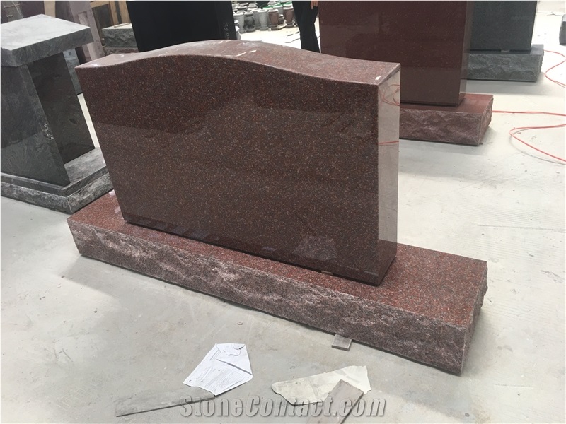 Indian Red Granite Upright Headstone American Canada Style