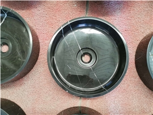 Nero Marquina Marble Round Wash Basins Sink