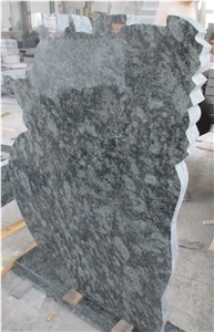 Olive Green Granite Tree Heart Headstone With Dove Carving