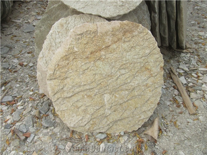 Yellow Beige Slate Garden Stepping Stone