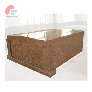 China Maple Red Granite Double Crypt Mausoleum