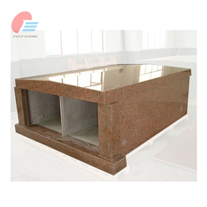 China Maple Red Granite Double Crypt Mausoleum