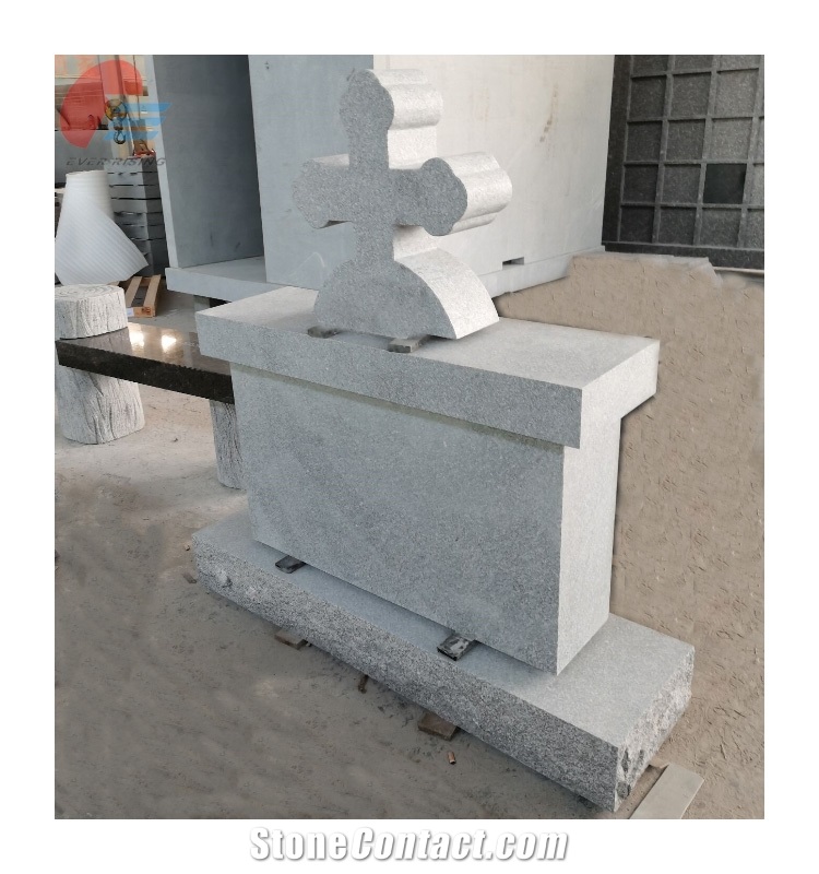 Imperial Grey Granite- Barre Grary Cross Tombstone