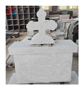 Imperial Grey Granite- Barre Grary Cross Tombstone