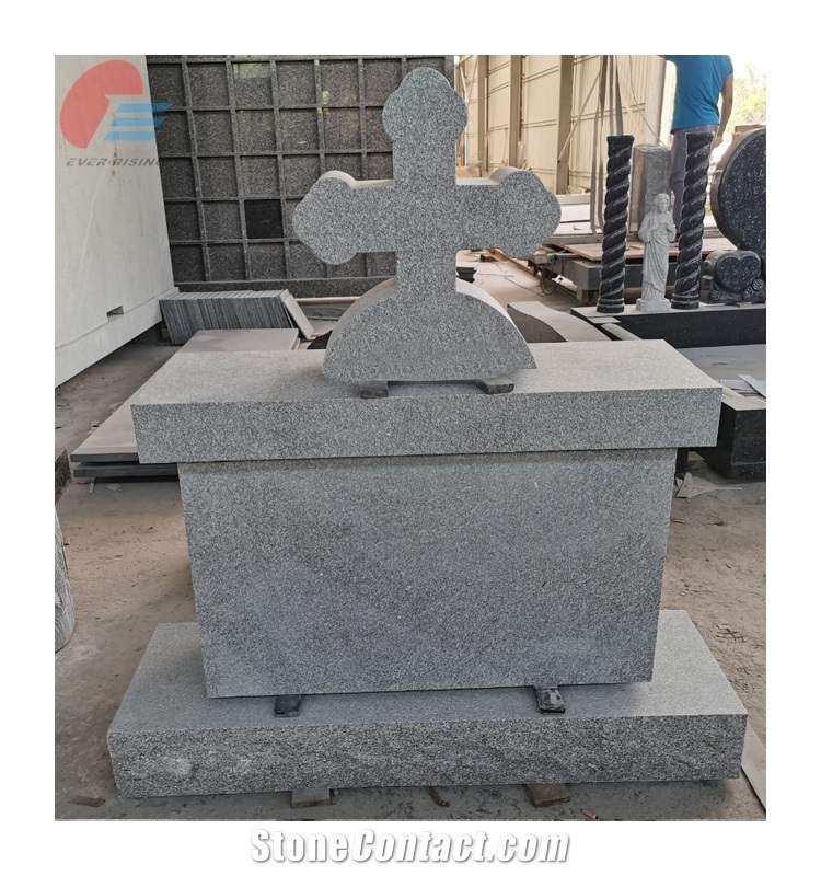 Imperial Grey Granite- Barre Grary Cross Tombstone